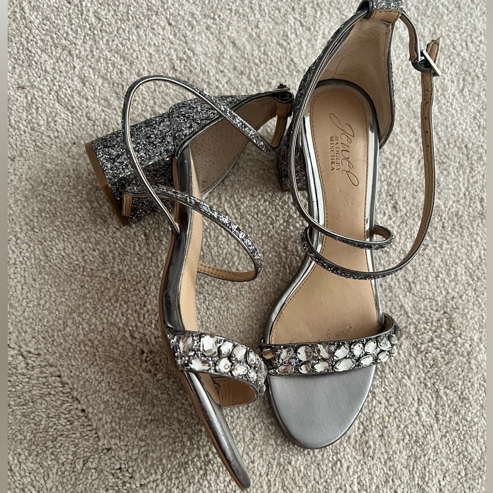 Gunmetal/silver Strappy Women's Heels